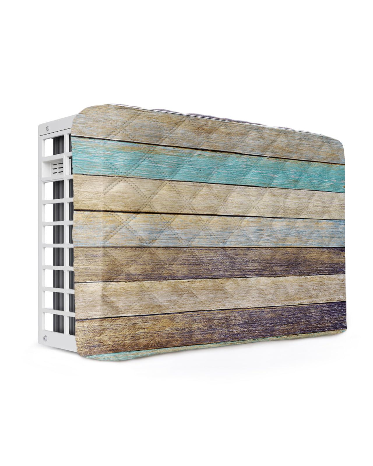 Rocking Giraffee Air Conditioner Cover AC Cover Rustic Wooden Texture Indoor Window Air Conditioner Covers Adjustable AC Covers for Inside Double Insulation 21x15x3.5 Inch