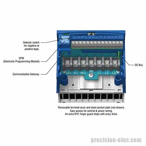 Lenze ESV112N01SXC - 1.5 HP Lenze AC Tech SMVector Series AC VFD, NEMA 4X IP65, 120 VAC or 240 VAC Single Phase Input, 240 VAC Output, 6.0 Amps