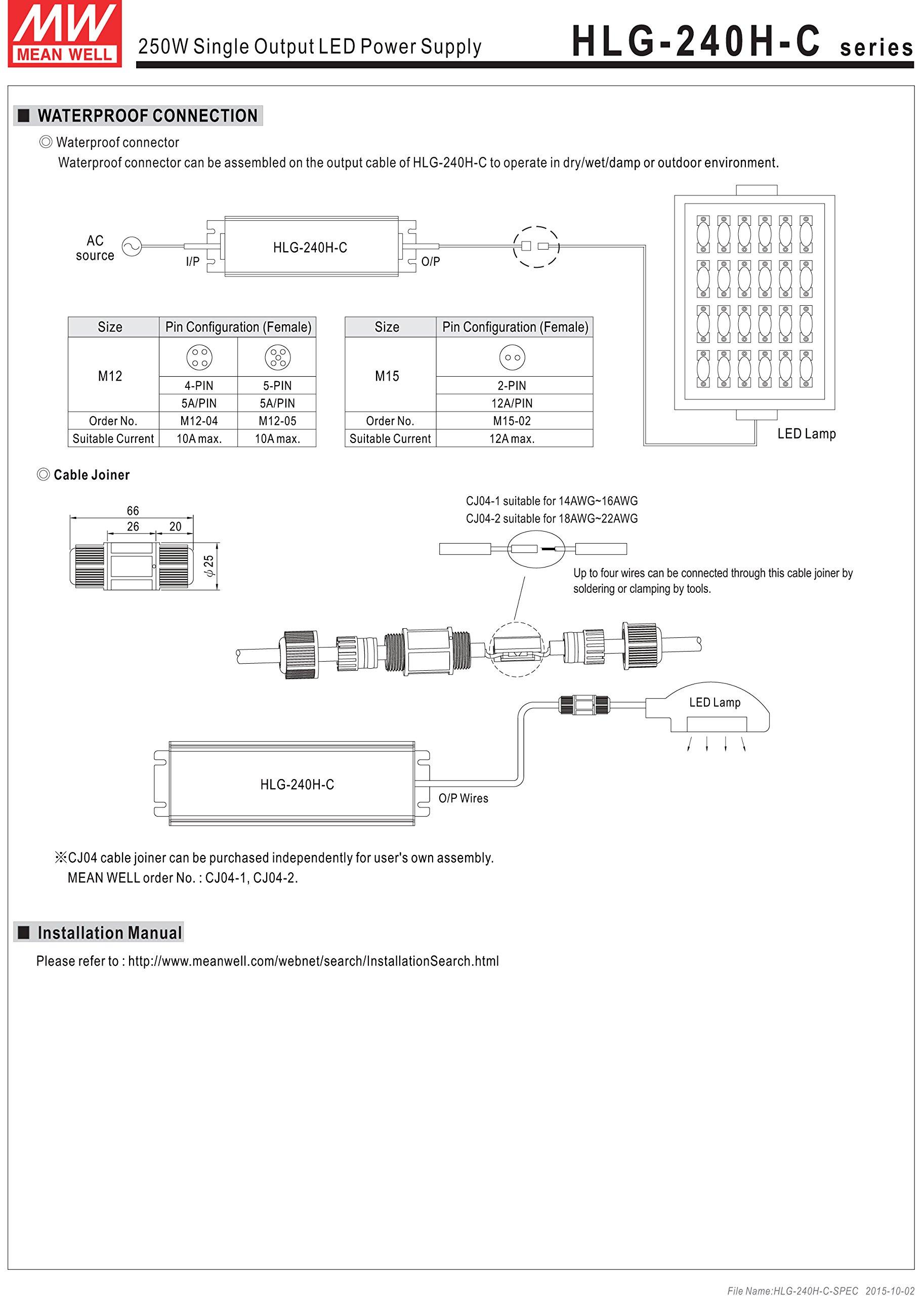 EverSale MW Mean Well HLG-240H-C1050B 357V 700mA 249.9W Single Output Switching LED Power Supply with PFC