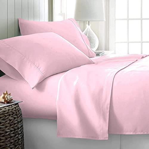 SHERA\'S BEDDINGS SHERA\'S BEDDINGS Full Extra Long Size Giza Sheet Set- 100% Giza Cotton Adjustable Bed Sheets Set-Bedding Sheets & Pillowcases- Long-Staple- Fits 13-15 Inch Deep 850 TC Mattress (Full XL, Baby Pink)