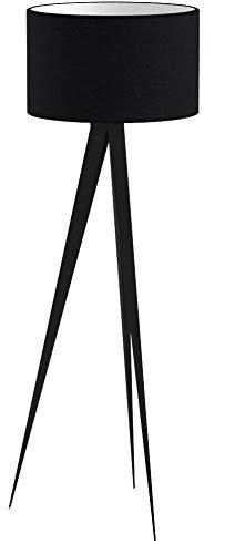 Teamson Home Versanora Romanza Modern LED Tripod Floor Lamp Tall Standing Light with Drum Shade Metal Legs for Living Room Study Reading Bedroom Home Office, 60 inch Height, Matte Black