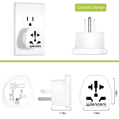 LENCENT LENCENT World to US Plug Adapter, [2 Packs] European EU Europe/UK/Australia/China/Italy to USA American Outlet Power Adaptor Travel Plug Converter