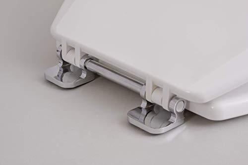 CENTOCORE Centoco Wooden Toilet Seat Round, Closed Front with Cover, Residential, Chrome Hinge, Made in the USA, 700CH-001, White