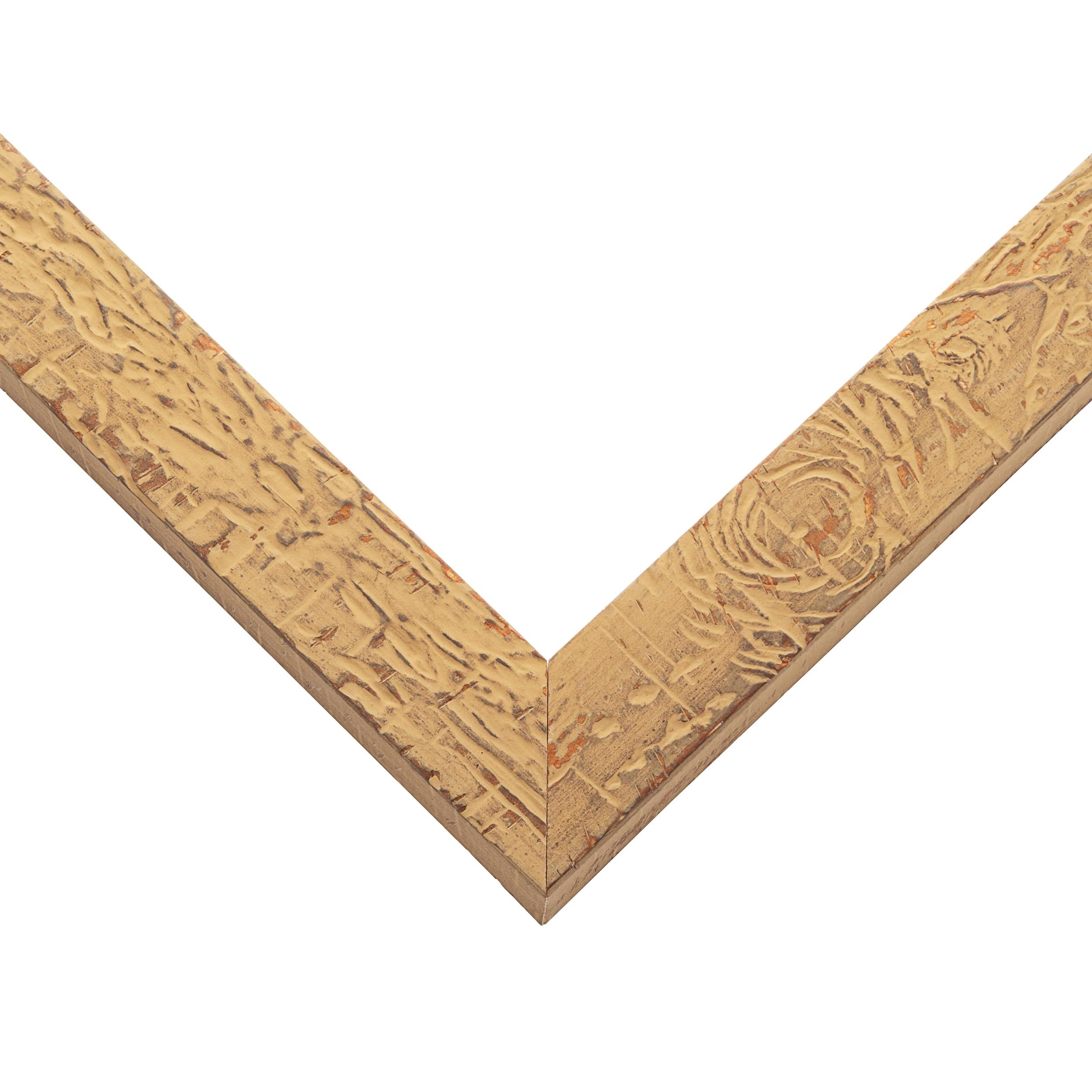 CustomPictureFrames.com 22x20 Frame Beige Shabby Chic Solid Wood Picture Frame | 1.25 Inch Moulding Width | Interior Frame Depth 0.5 Inches | Mastic Distressed Photo Frame Complete with UV Acrylic, Foam Board Backing &