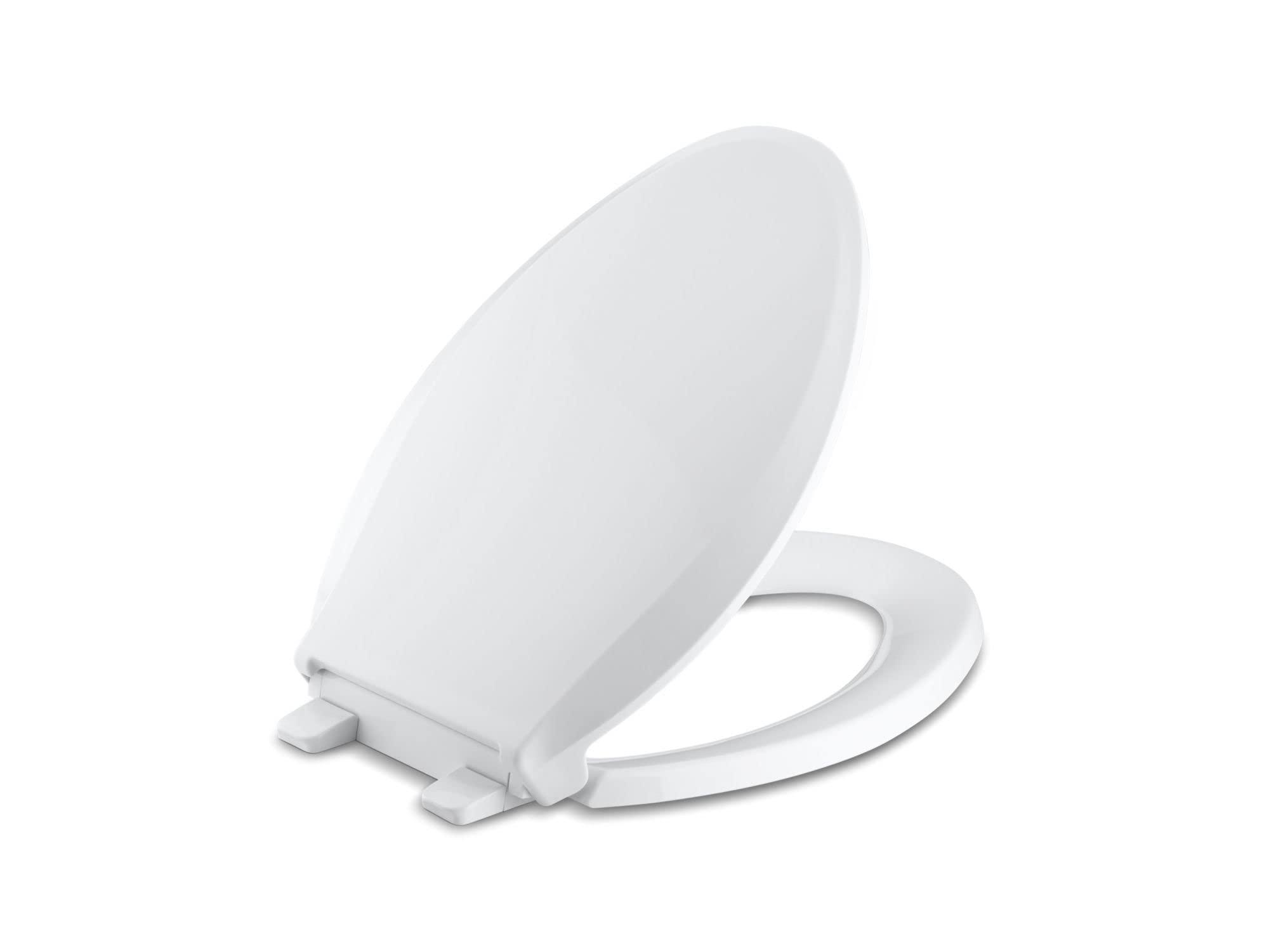 Kohler KOHLER K-4636-0 Cachet Elongated, Grip-Tight Bumpers, Quiet-Close Release Hinges, Quick-Attach Hardware, No Slam Toilet Seat, White