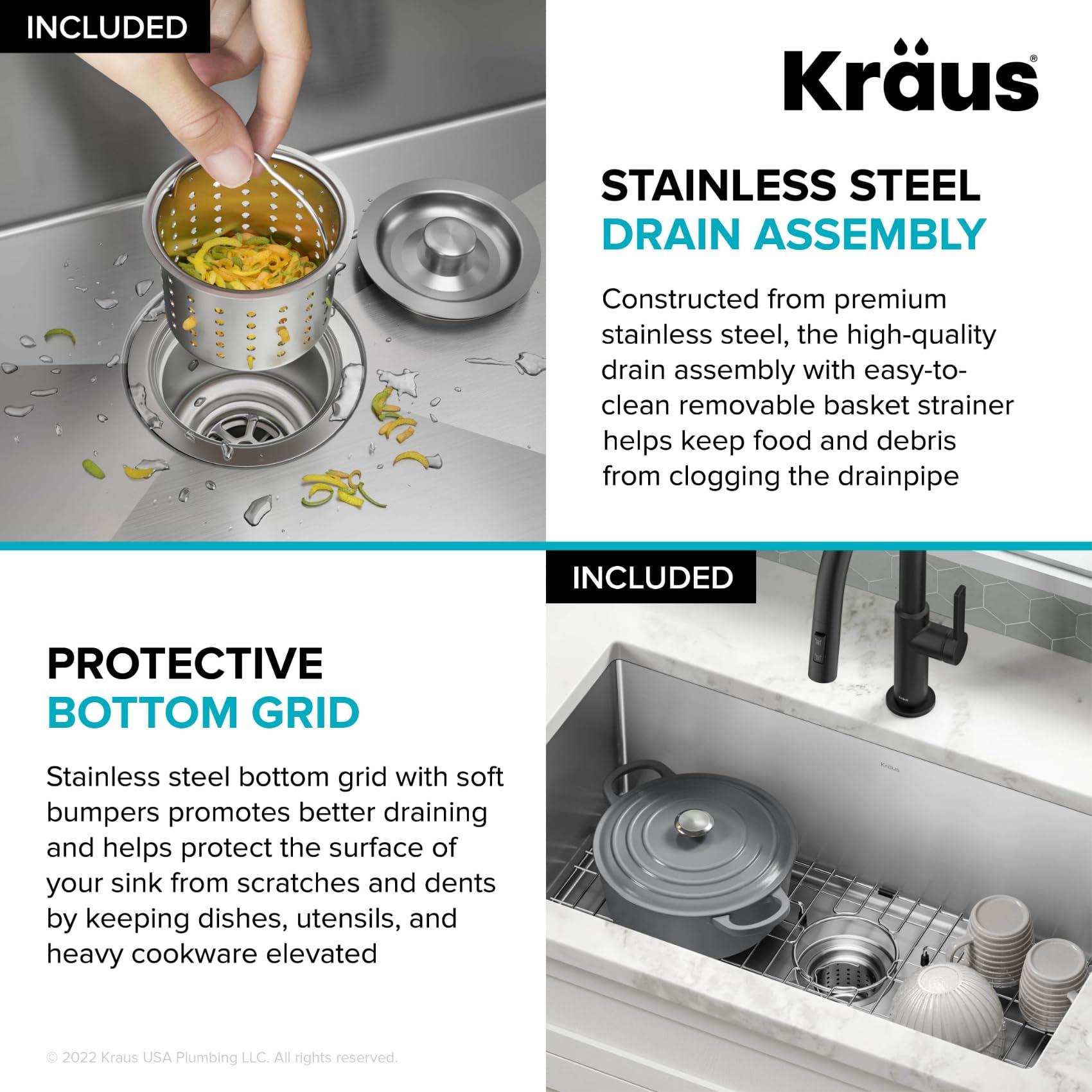Kraus Kraus KHU100-32 Standart PRO 16 Gauge Undermount Single Bowl Stainless Steel Kitchen Sink, 32 Inch