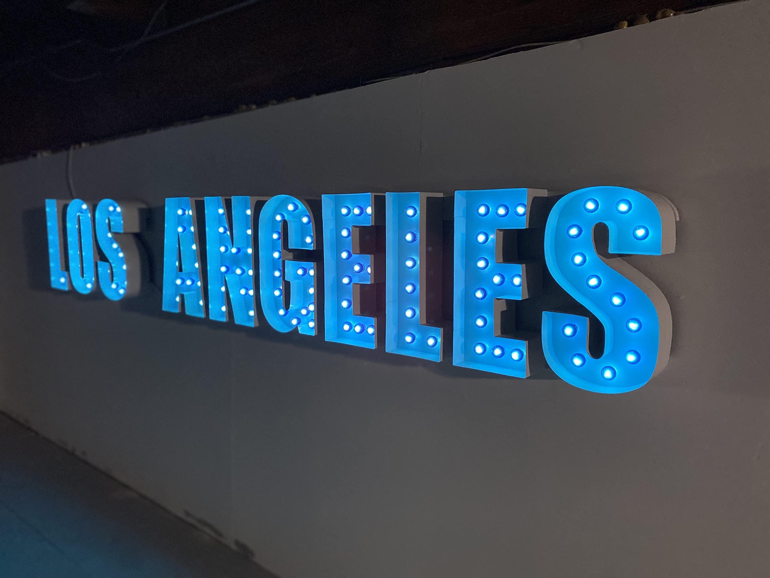 Generic Custom Marquee Sign Letters | Large Marquee Letters 3ft Tall | Marquee Letters 3 feet tall | Bar Sign With Lights | Los Angeles Wall Art (6, White)