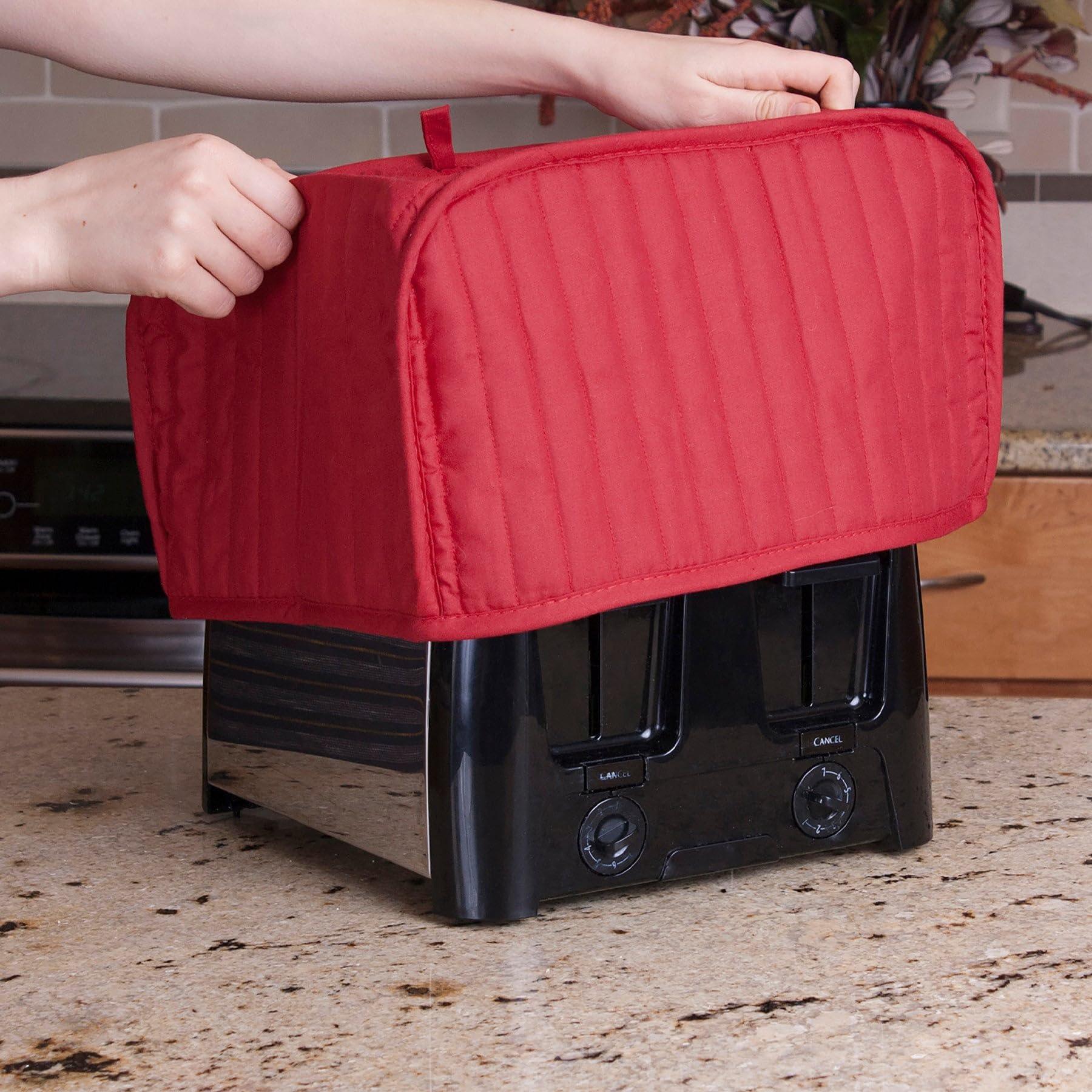 Ritz Ritz Premium Universal Four Slice Toaster Cover, 11.25\" x 7.25\" x 10.5\", Polyester and Cotton Quilted, Fingerprint Protector, Super Soft Appliance Cover And Dust Cover, Paprika Red