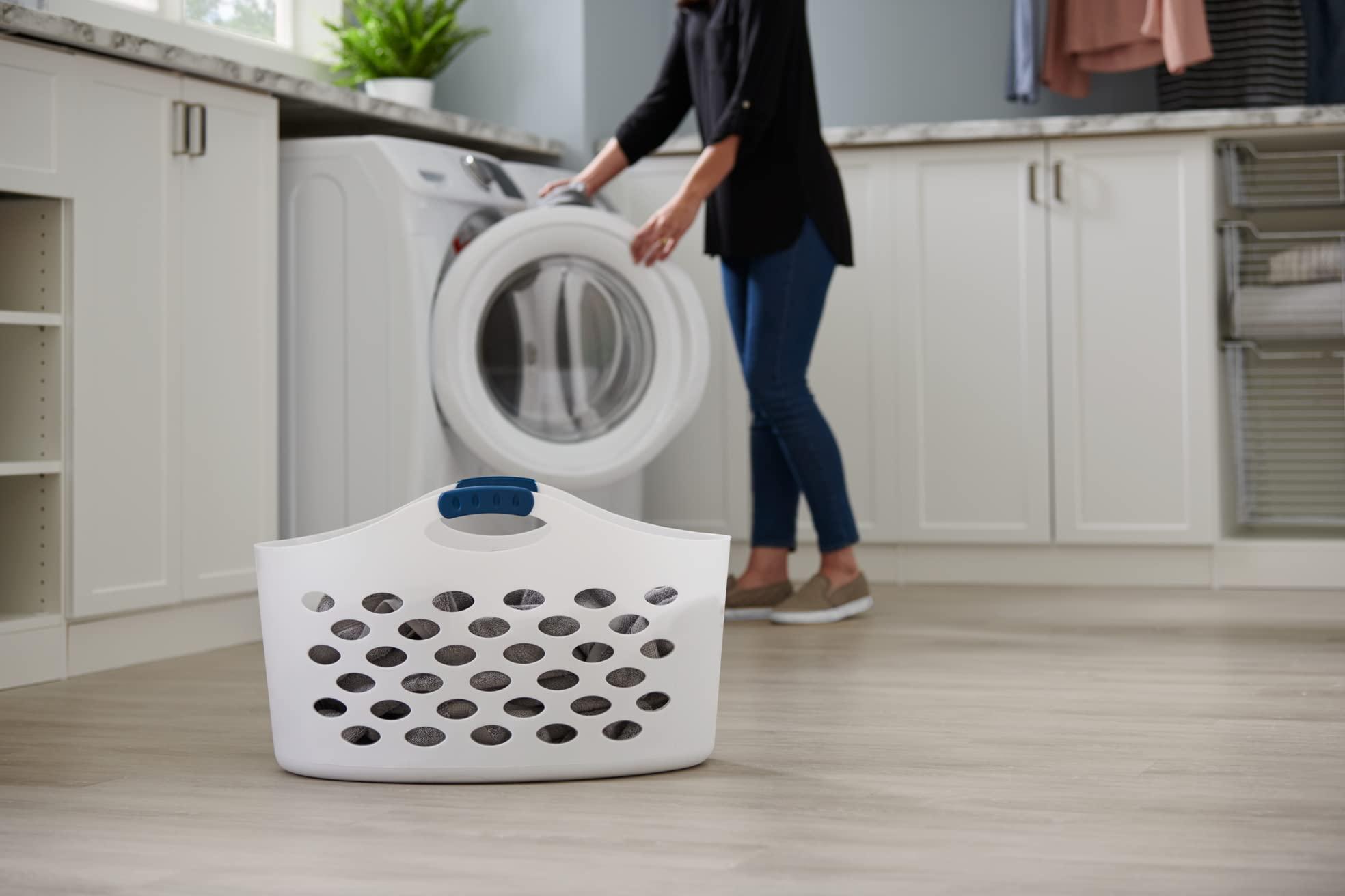 Rubbermaid Rubbermaid 1.5 Bushel Capacity Durable Versatile Flex N Carry Portable Flexible Laundry Basket With Convenient Carrying Handles, White, Organization and Storage for Laundry/Garage/Home