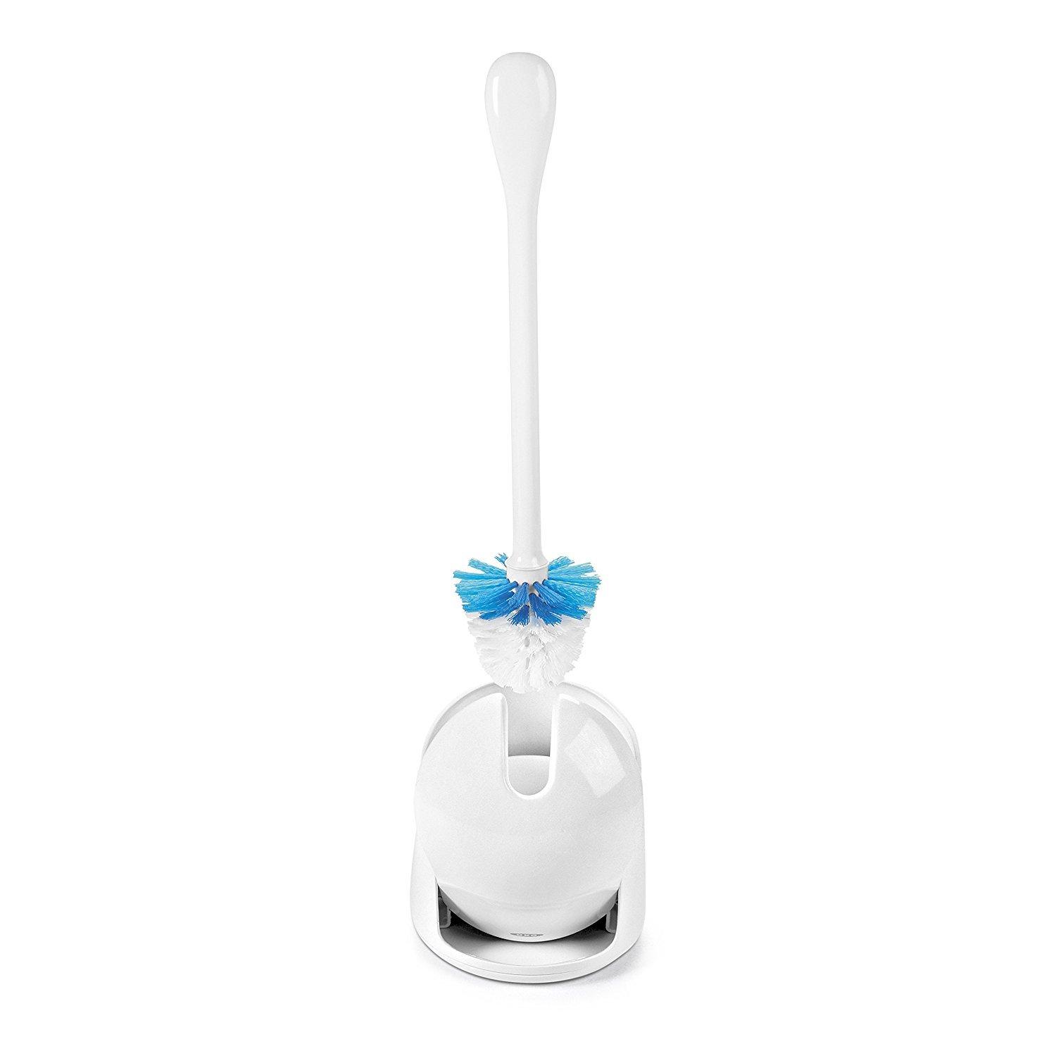 OXO OXO Good Grips Compact Toilet Brush & Canister (White) and OXO Good Grips Toilet Plunger with Cover (White)