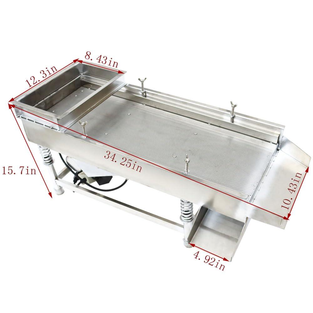 HayWHNKN HayWHNKN Electric Vibrating Sifter with 1mm Screen Straight Vibrating Sieve Shaker Stainless Steel Linear Sifter Machine Linear Shaker Single Motor 110v
