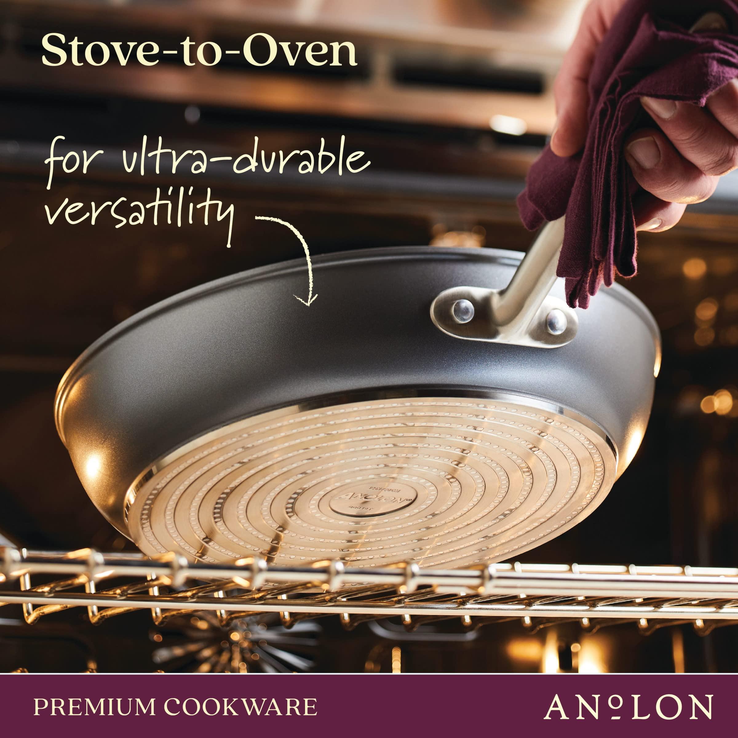 Anolon Anolon Accolade Forged Hard Anodized Nonstick Deep Frying Pan / Skillet with Helper Handle and Lid, 12 Inch - Moonstone Gray