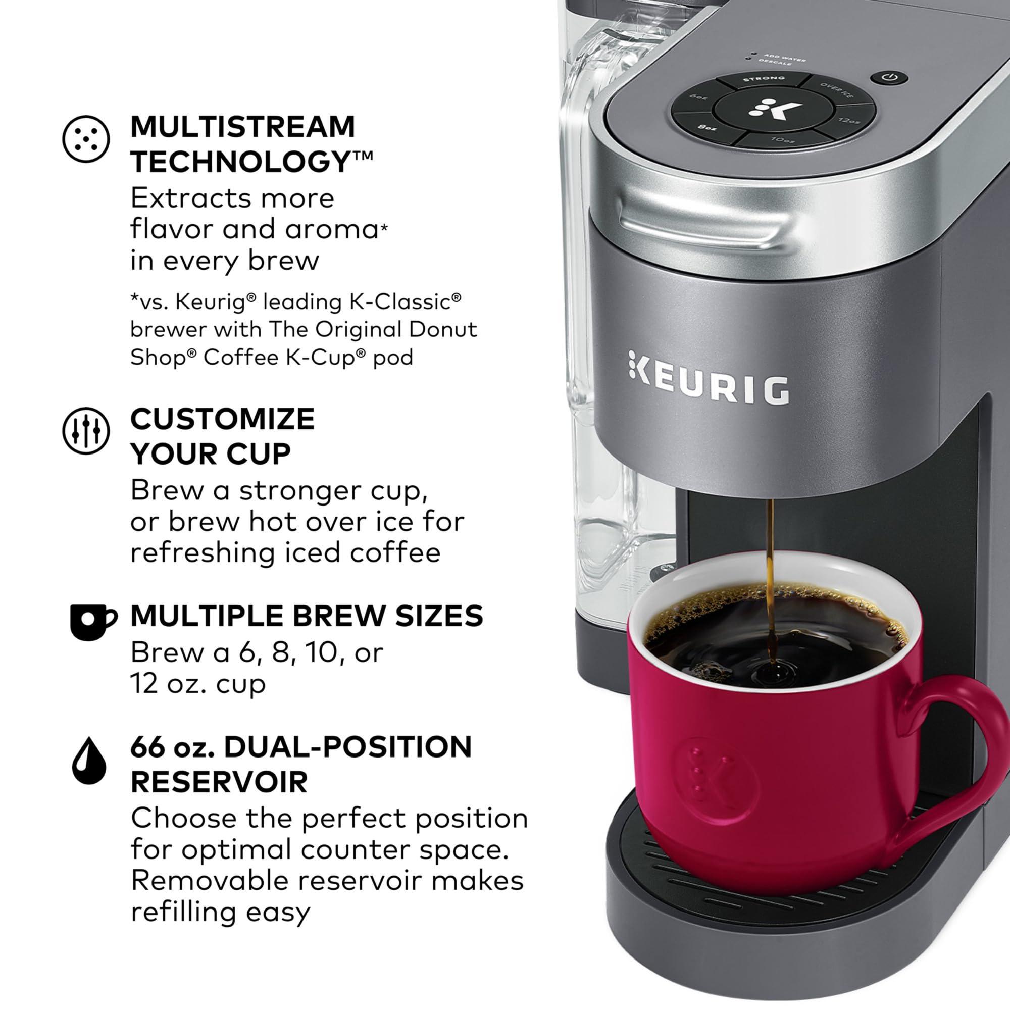 Keurig Keurig K-Supreme Single Serve K-Cup Pod Coffee Maker, MultiStream Technology, 4 Brew Sizes, 66oz Dual-Position Removable Reservoir, Gray