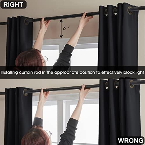 Rutterllow Rutterllow 100% Blackout Curtain Panels, Heat and Full Light Blocking Drapes with Grommets for Bedroom, Black Thermal Insulated Window Treatment Drapes for Living Room (Black, 2 Panels, 42 x 63 inch)