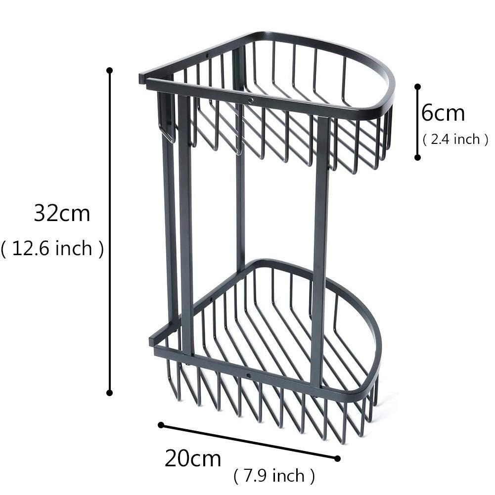 jehdfbvssjcbcsvfd Corner Shelf Bathroom Storage Box 2-Tier Shower Basket Brass Corner Shower Caddy Shower Corner Shelf for Bathroom Storage for Soap Shampoo Shower for Bathroom and Kitchen Gold (Black)