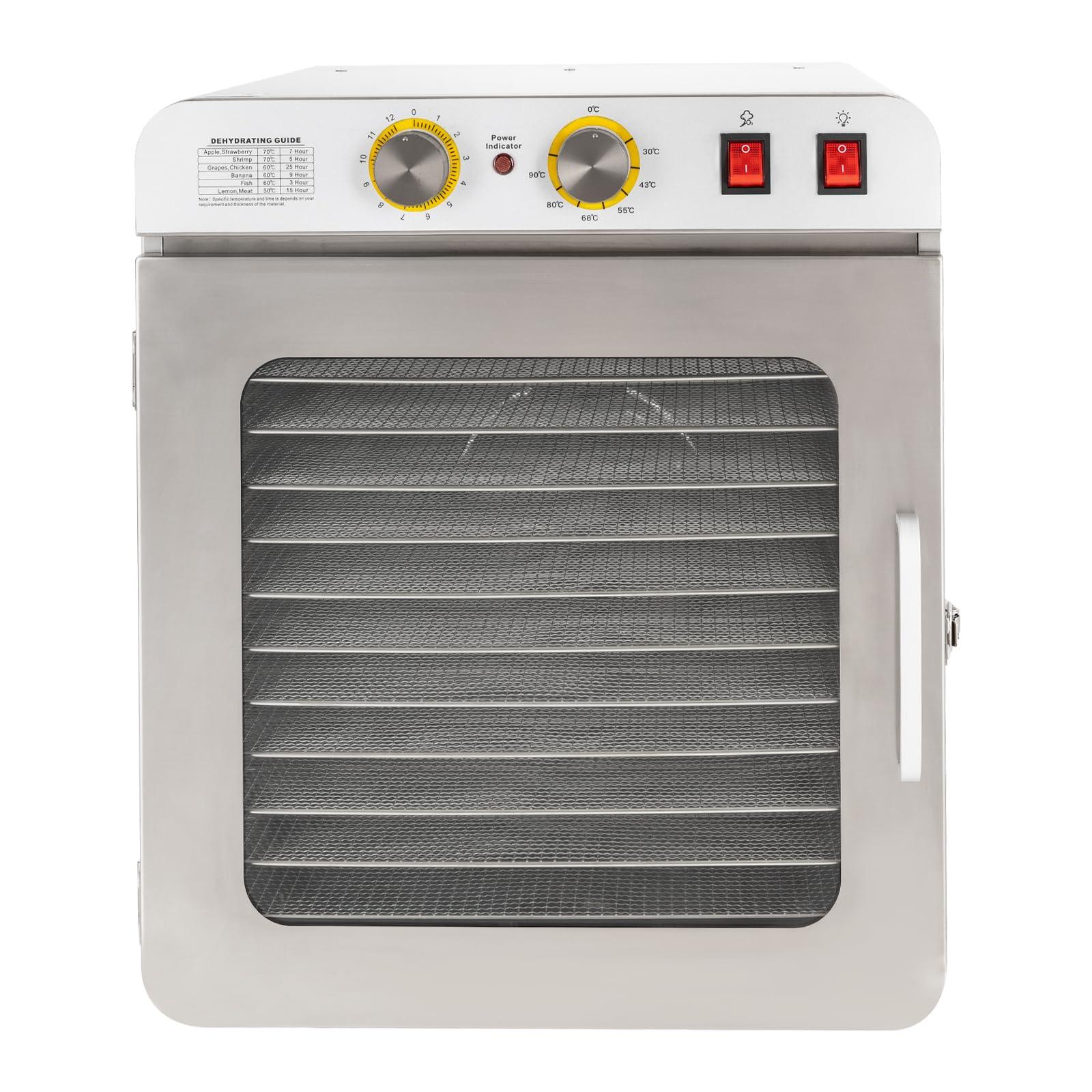 Gdrasuya10 Commercial Food Dehydrator 12-Tray Fruit and Meat Dehydrator Stainless Steel Beef Jerky Dryer, 900W Food Dried Fruit Machine Temperature and Time Adjustable, Electric Dehydrator for Fruit and Veggies