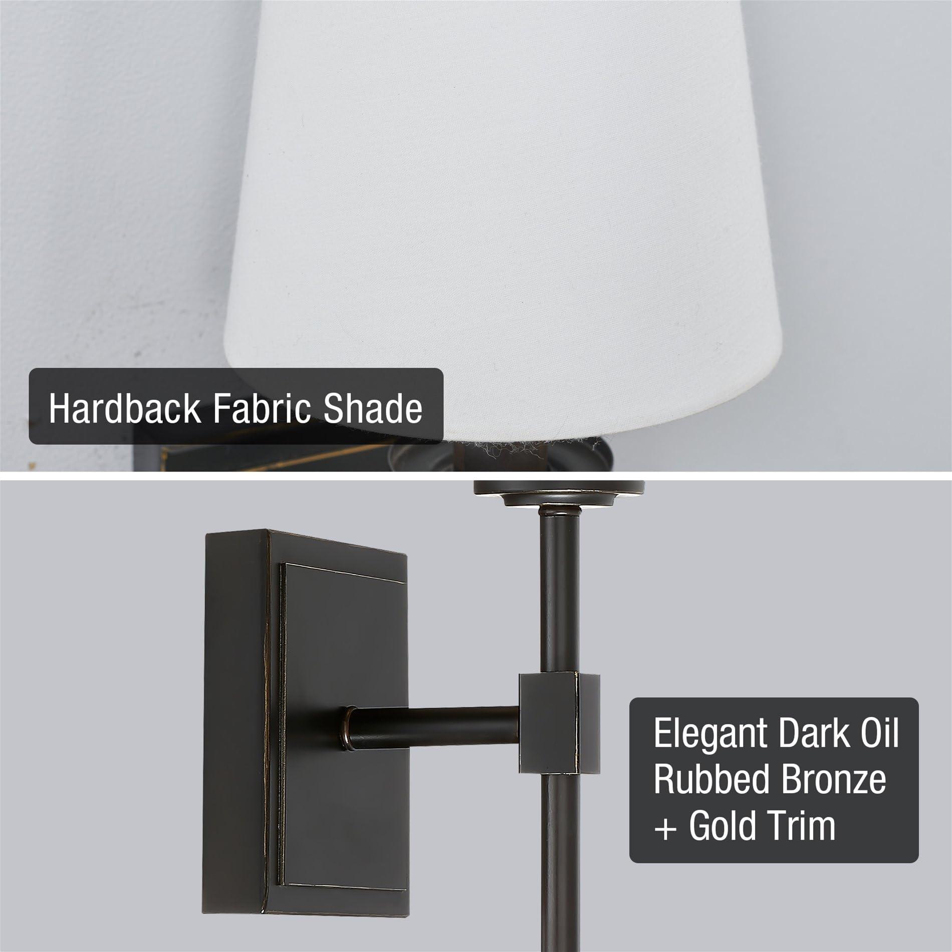 Kira Home Kira Home Torche 20" Wall Sconce/Wall Light + Linen Shade, Oil-Rubbed Bronze Finish