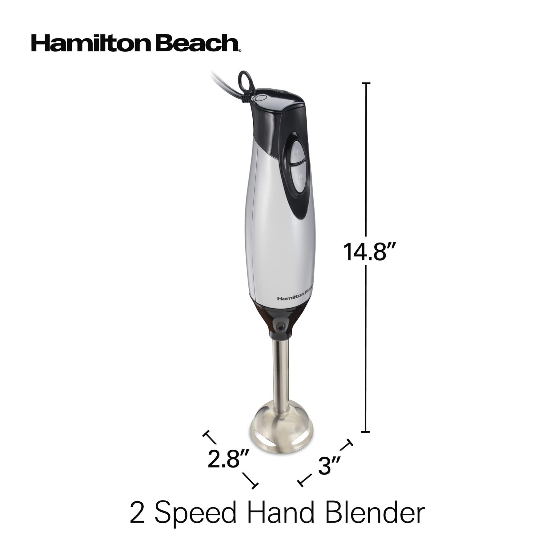 Hamilton Beach Hamilton Beach 4-in-1 Electric Immersion Hand Blender with Handheld Blending Stick, Whisk + 3-Cup Food & Vegetable Chopper Bowl, 2-Speeds, 225 Watts, Silver and Stainless Steel (59765)