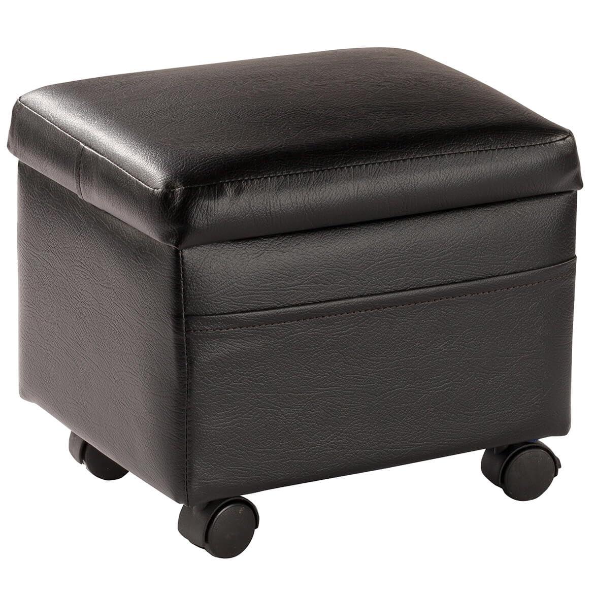 OakRidge OakRidge Flip Top Small Storage Ottoman, 13” L x 10” W x 12” H – Side Pocket Stores Magazines, Books & Remote Control – 4 Plastic Casters Lock in Place, Vinyl Covering Easily Wipes Clean