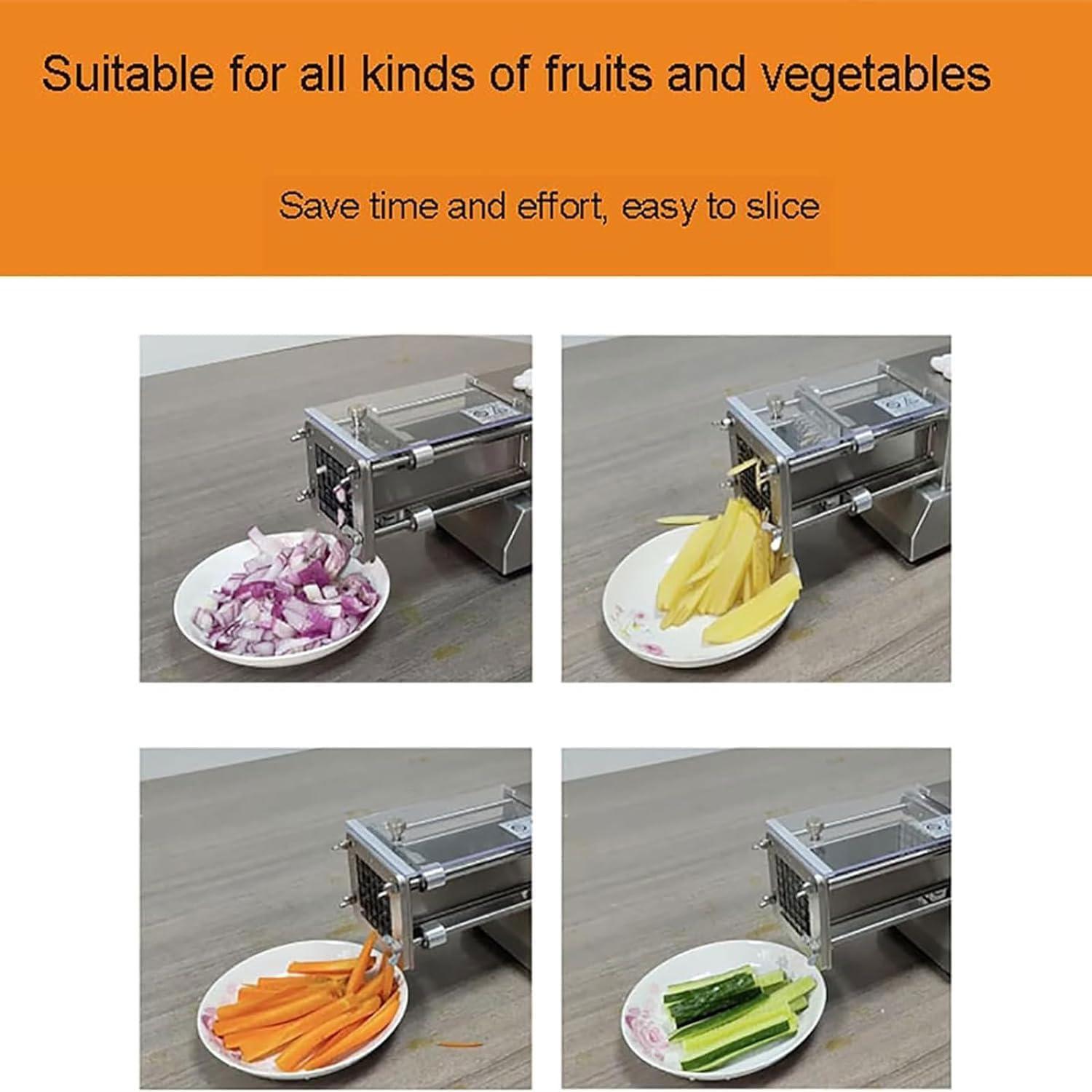 JOSBY 200W Electric French Fry Cutter, Commercial Stainless Steel Potato Chipper, with 8mm&10mm&12mm Blade, Professional Electric Potato Chip Cutter, Household Potato Slicer, for Onions, Carrots, Cucumbers