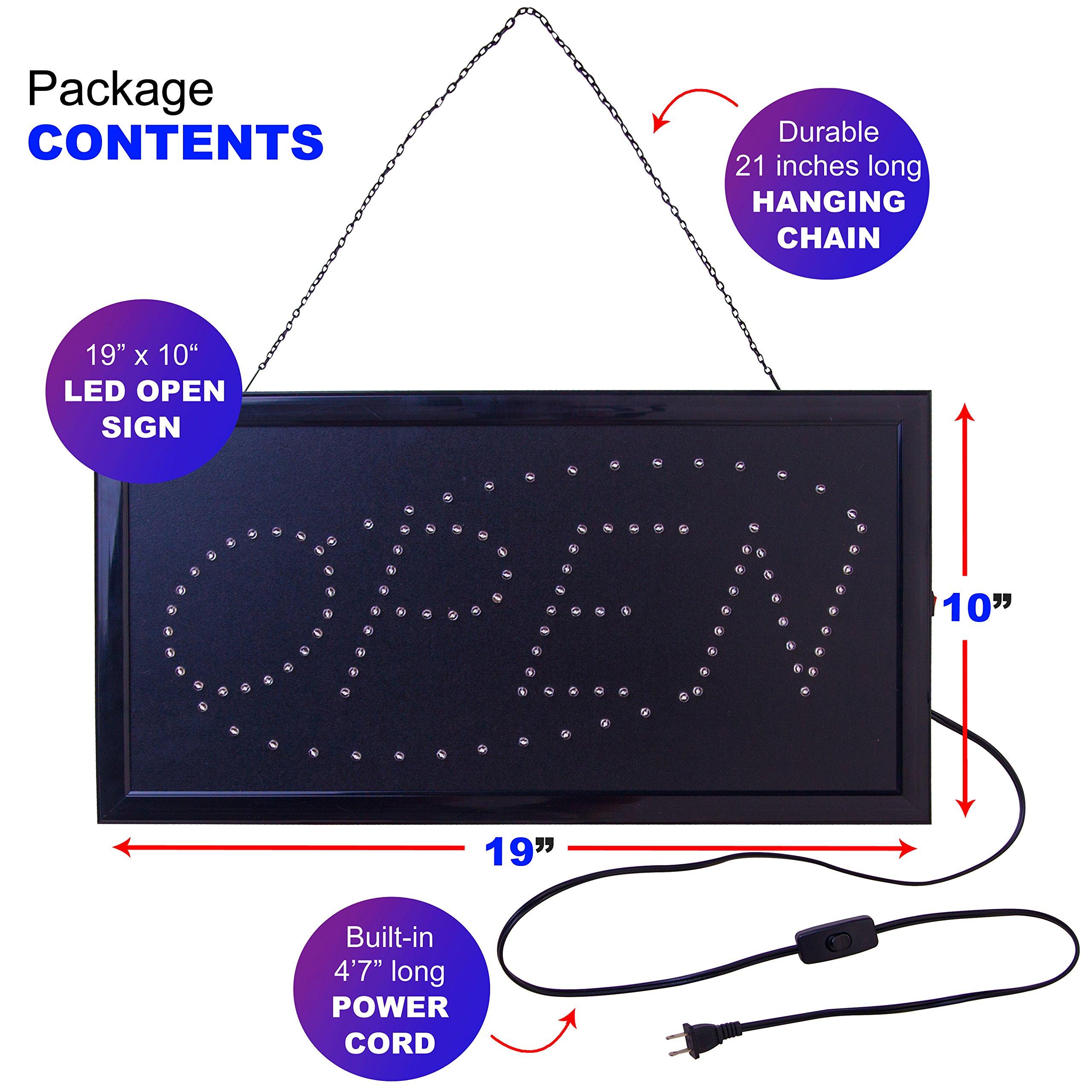 Ultima LED Ultima LED Neon Open Sign for Business: Lighted Sign Open with Flashing Mode Indoor Electric Light up Sign for Stores (Model 2) Includes Business Hours and Open & Closed Signs