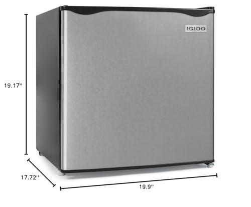 Igloo Igloo 1.6 Cu.Ft. Compact Refrigerator, Adjustable Thermostat, Glass Shelves, Includes Scraper, Ice Cube Freezer Drip Tray, Platinum