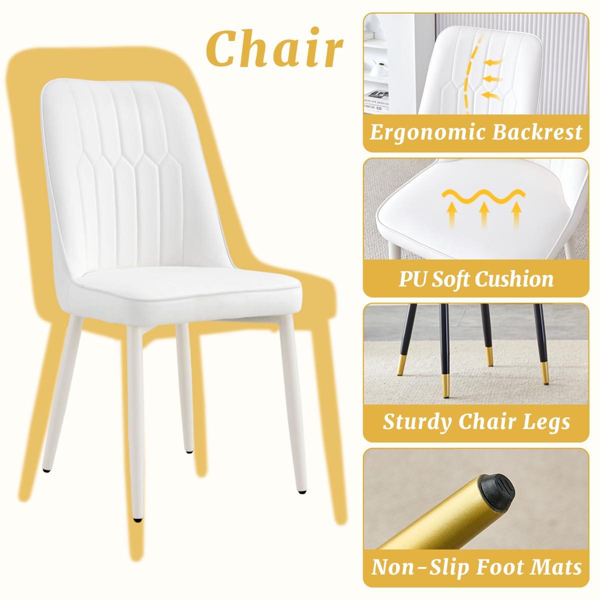 BAOPIN BAOPIN 45\'\' Round Dining Table Set for 4, Small Dining Table Set for 4, Dining Room Table Set for 4, Dining Room Table Round for 4, Round Dining Table Set for Home