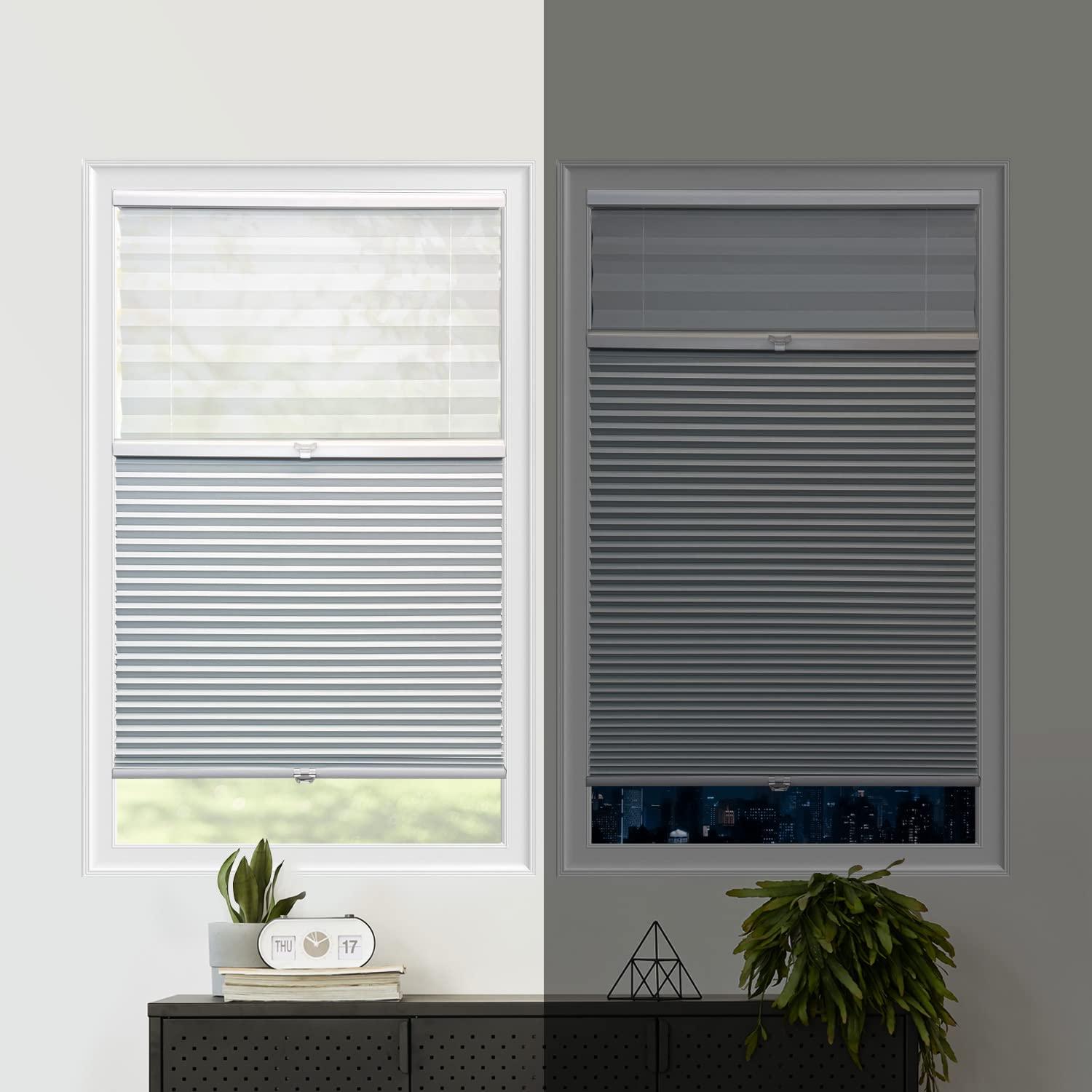 CHICOLOGY CHICOLOGY Cellular Shades, Day and Night Shades, Custom Blinds for Windows, Window Shades for Home, Blackout Shades, Window Coverings, Cellular Blinds, Snowfall (Blackout + Privacy), 60" W x 72" H