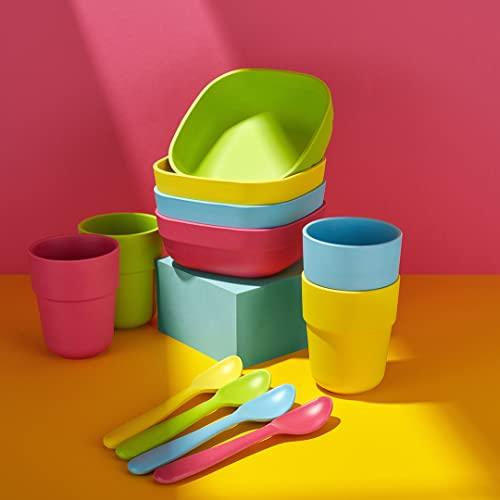 GET FRESH GET FRESH Bamboo Kids Snack Bowls, Set of 4 Bowls for Kids, Kids BPA Free bowls, Bamboo Dinnerware for Everyday Use, Kids Bamboo Bowls, Dishwasher Safe and Stackable