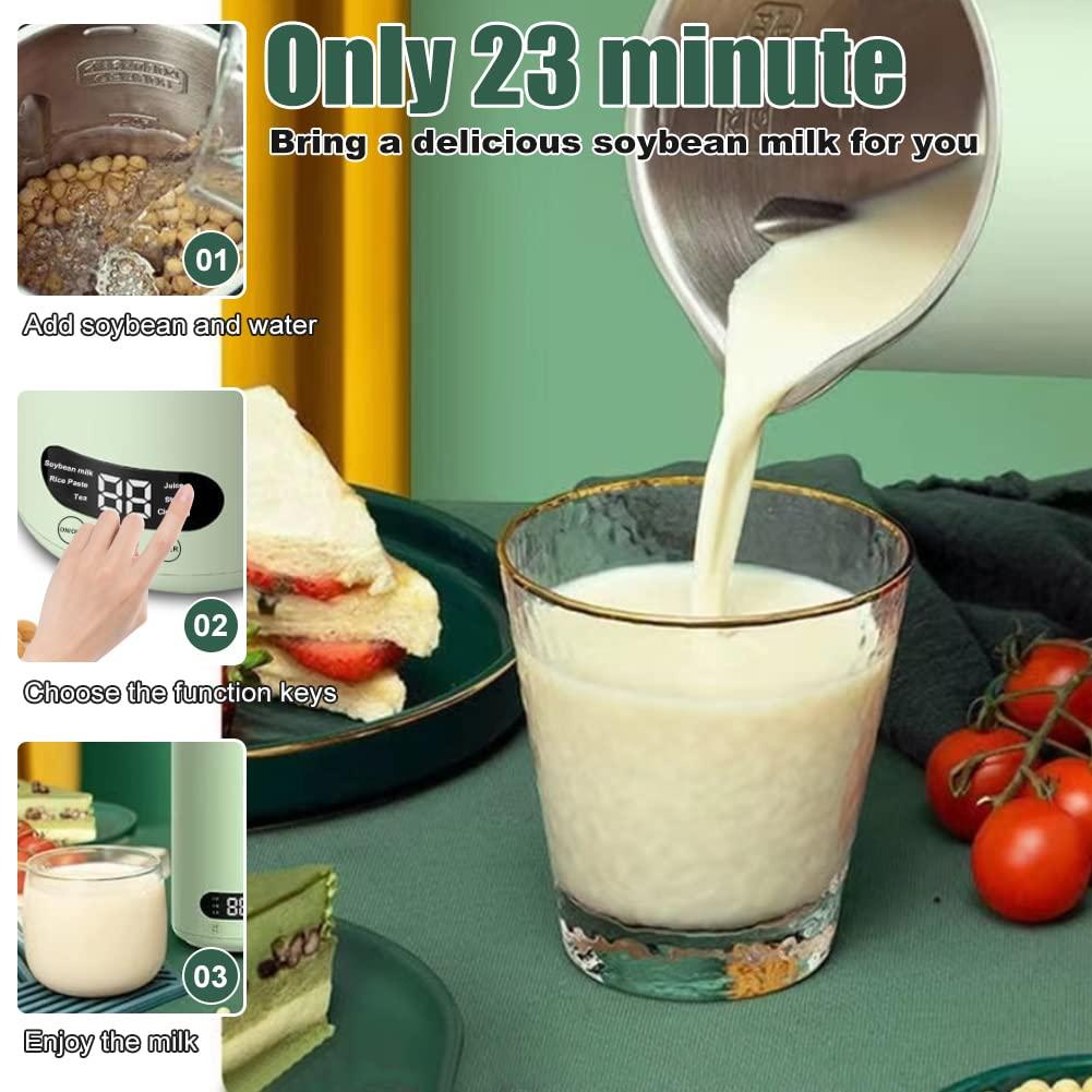 Micrael Home Mini Soy Milk Maker Machine, 6 in 1 Automatic Nut Milk Maker, Electric Juice Blender Free Filtering, Self-Cleaning Personal Soybean Milk Machine Household with 12H Preset for Kitchen