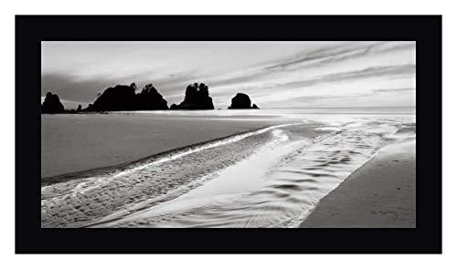 Canvas Art USA Shi Shi Point of Arches by Alan Majchrowicz - 17\" x 30\" Framed Canvas Art Print - Black Frame - Ready to Hang