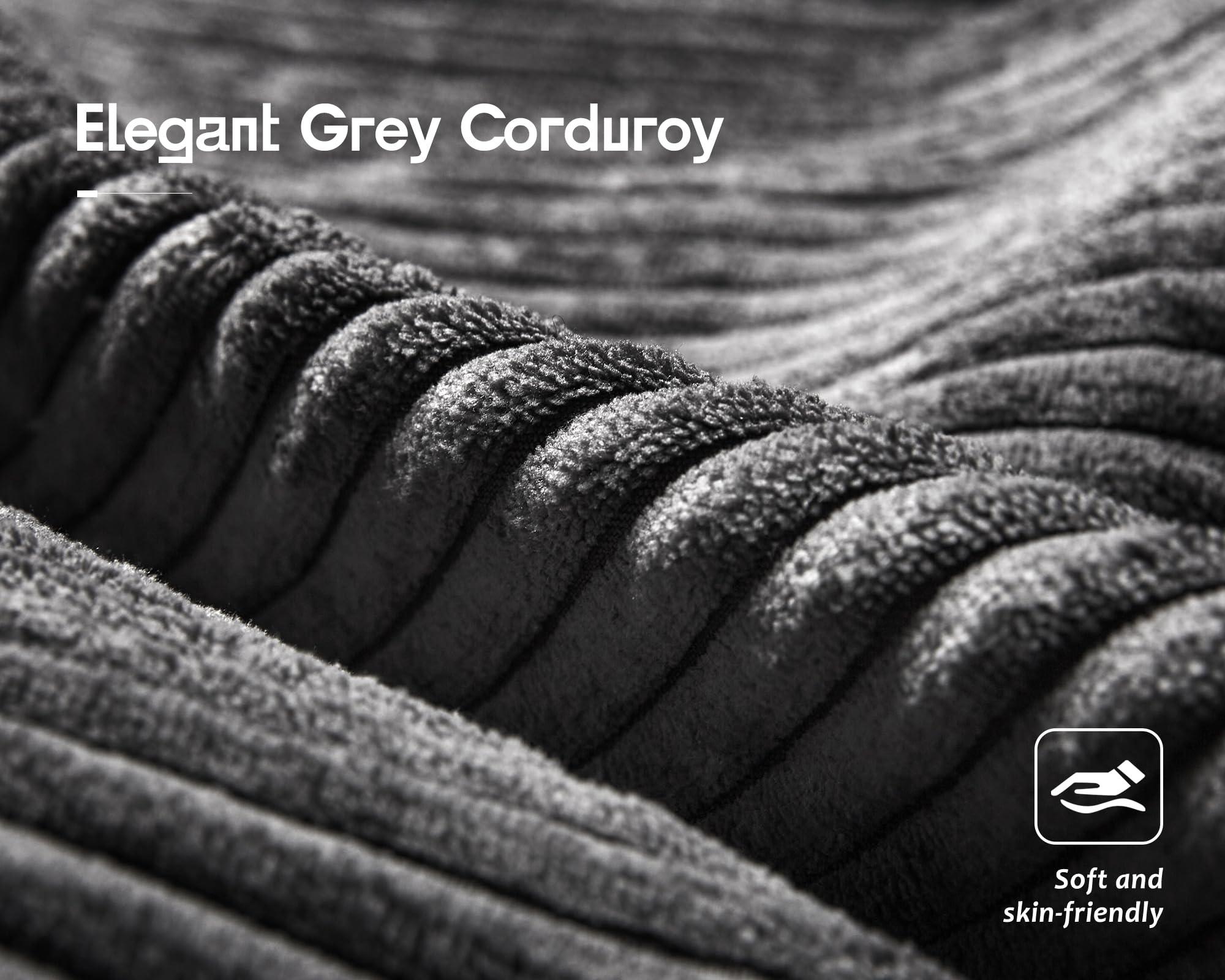 VanAcc VanAcc Sofa, Comfy Couch, Modern Couch with Cup Holders & USB Charging Ports, Sofa Chair for Living Room, Ash Grey Corduroy