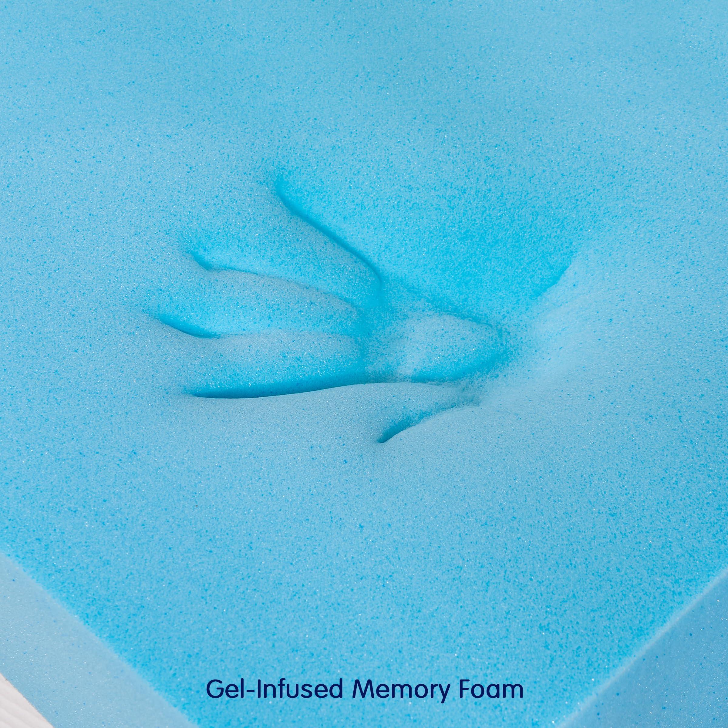 SUBRTEX Subrtex 4 Inch Memory Foam Mattress Topper Mattress Pad Ventilated Gel Infused Bed Foam Topper for Pressure Relieving, CertiPUR-US Certified, Queen, Blue