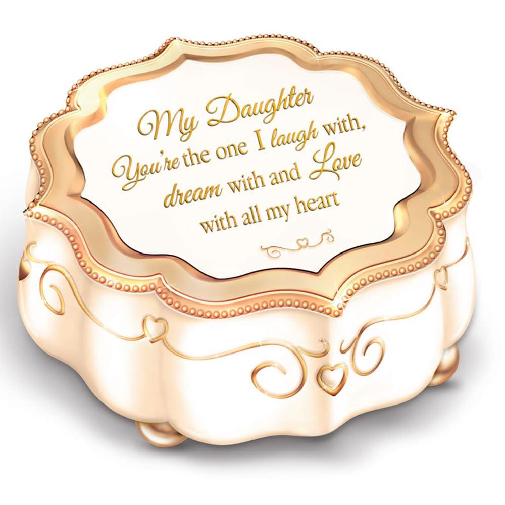 The Bradford Exchange The Bradford Exchange My Daughter I Love You with All My Heart Music Box Handcrafted Heirloom Porcelain with 22K-Gold Accents 2-inches