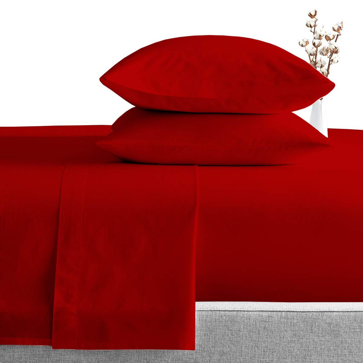 AMAY AMAY 800 Thread Count Giza Cotton, 4 Pc Sheet Set Twin XL Size, Fits Mattress Upto 16-18\'\' Deep Pocket, Red Solid