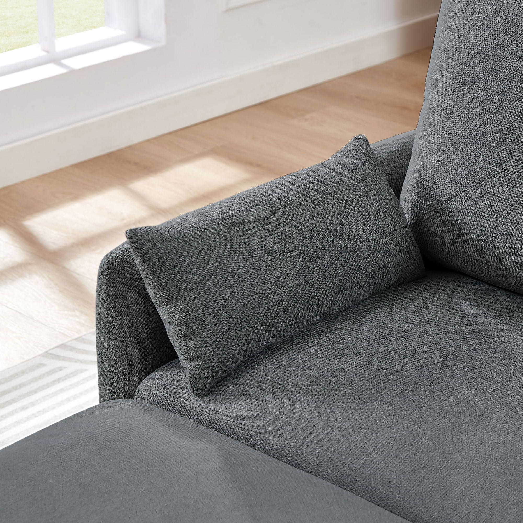 Soscana Soscana Sectional Sofa for Living Room, 77" Small L Shaped 3 Seater Couch with Reversible Chaise Polyster Fabre for Apartment Small Space, Dark Grey