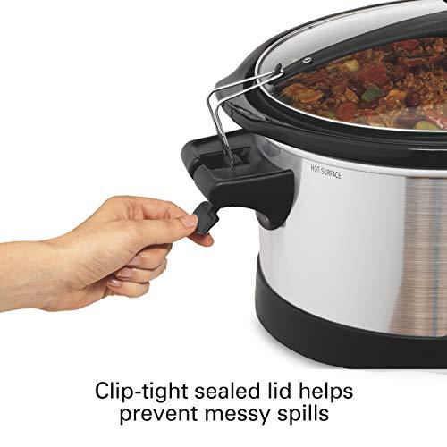 Hamilton Beach Hamilton Beach Stay or Go Portable 6-Quart Slow Cooker With Lid Lock, Dishwasher-Safe Crock, Silver (33262)