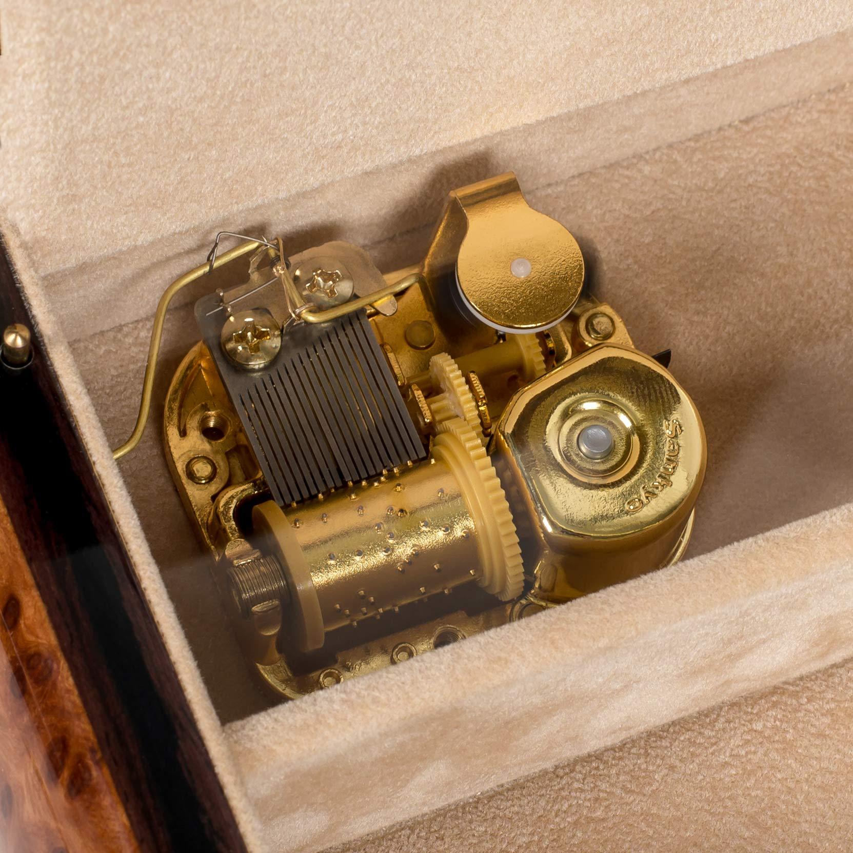 Splendid Music Box Co. Splendid Square Italian Inlaid Floral music box/jewelry box with lace design in high gloss finish with customizable tune options