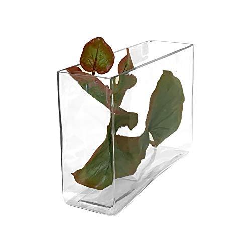 WGVI WGV Long Rectangle Block Vase, Width 3", Length 10", Height 7", Clear Glass Floral Container Wedding Party Event Home Office Decor, 1 Piece