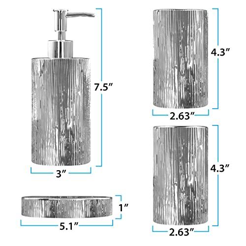 Blue Donuts Blue Donuts Bathroom Accessories Set, Toothbrush Holder, Soap Dispenser, Silver, Ceramic, 4 Piece