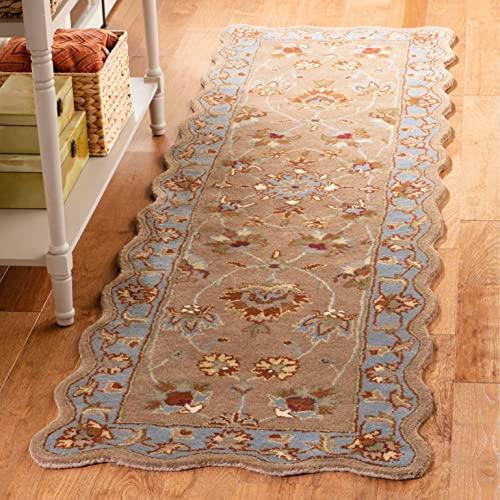 Safavieh SAFAVIEH Heritage Collection Runner Rug - 2\'3\" x 8\', Beige & Blue, Handmade Traditional Oriental Wool, Ideal for High Traffic Areas in Living Room, Bedroom (HG821A)