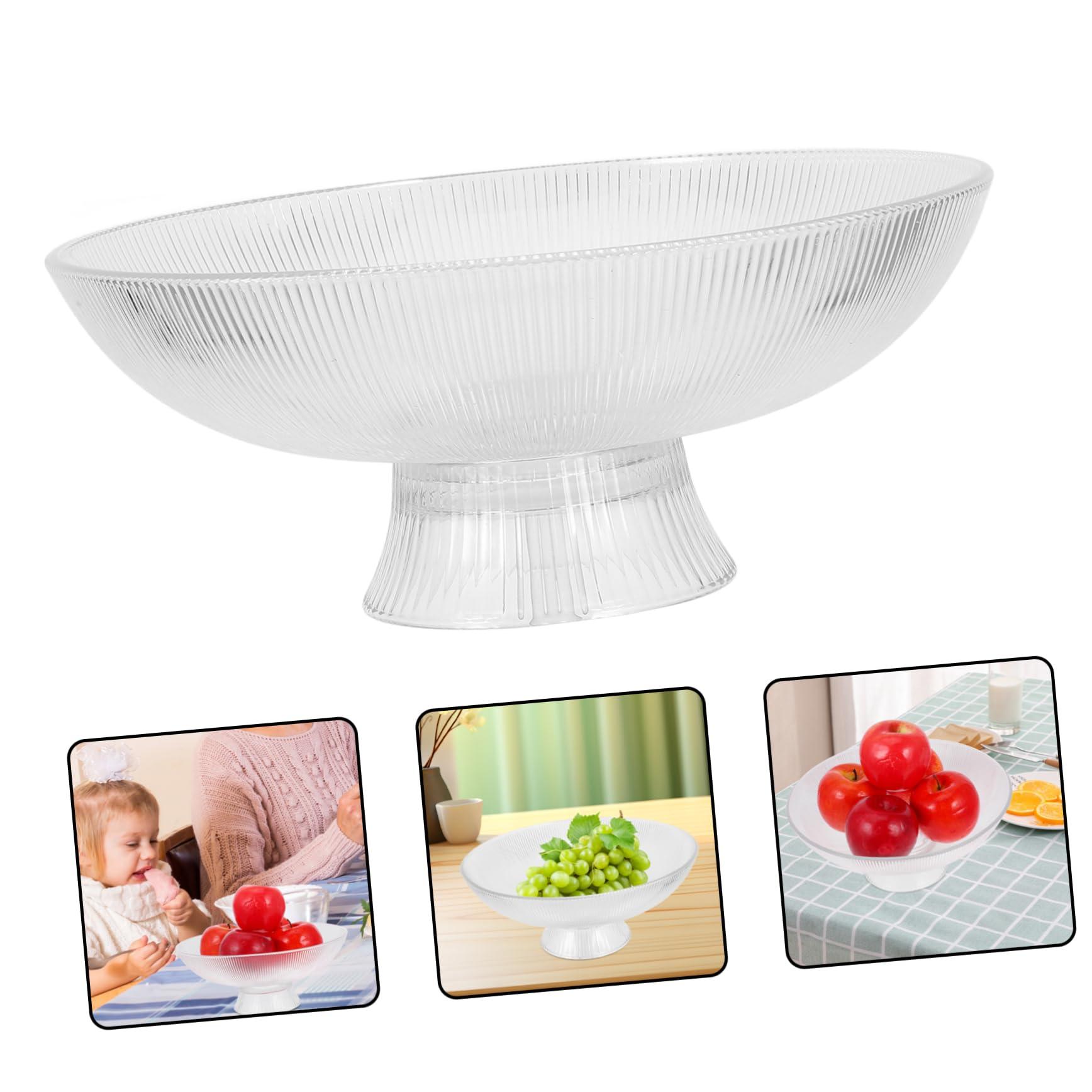 GRIRIW GRIRIW Footed Fruit Serving Plate Large Glass Bowl for Centerpiece Fruit Bowl in Kitchen