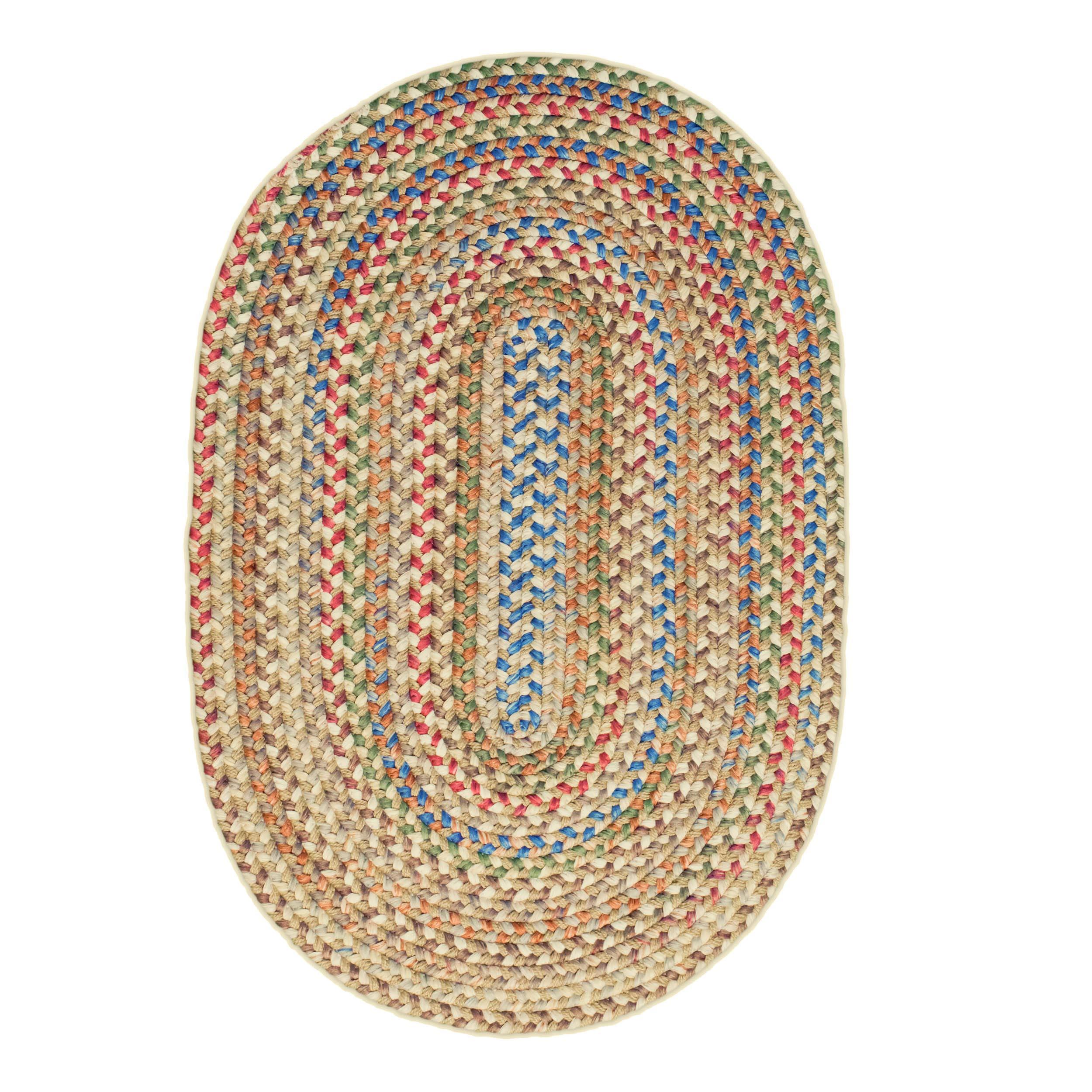 Super Area Rugs Super Area Rugs Roxbury American Made Braided Rug for Indoor Outdoor Spaces, Straw Beige/Natural Multi, 3' X 5' Oval