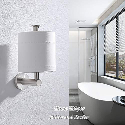 Aomasi Vertical Toilet Paper Holder, Aomasi SUS304 Stainless Steel Toilet Tissue Roll Hanger with Round Plate, Bathroom TP Roll Organizer, Wall Mounted, Brushed Nickel