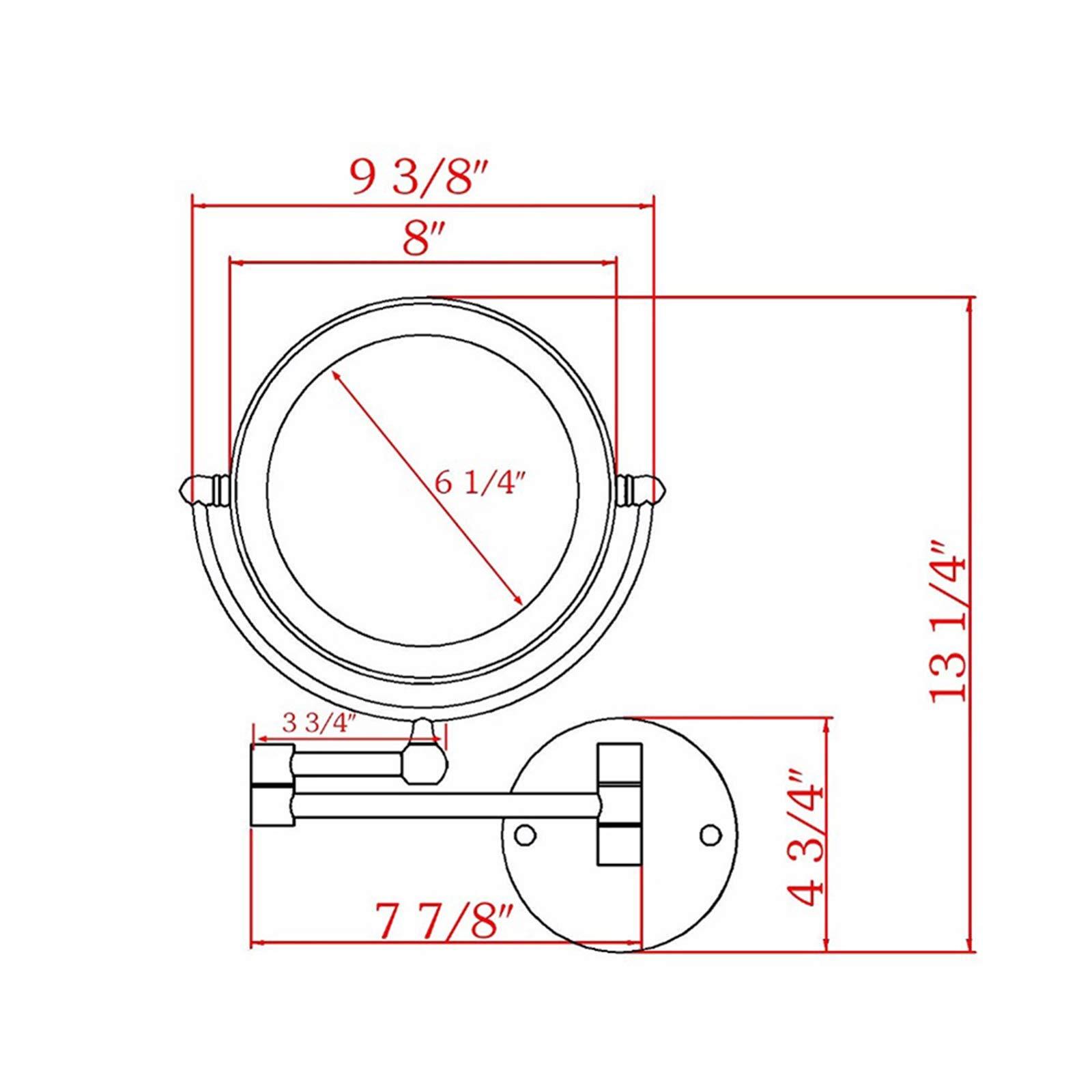 DMNSDD Double Sided Makeup Mirror with Lights and Magnification, 8 inch Brass Bathroom Wall-mounted LED Vanity Mirror, 360 Swivel Extendable Mirror,Rose gold,10X