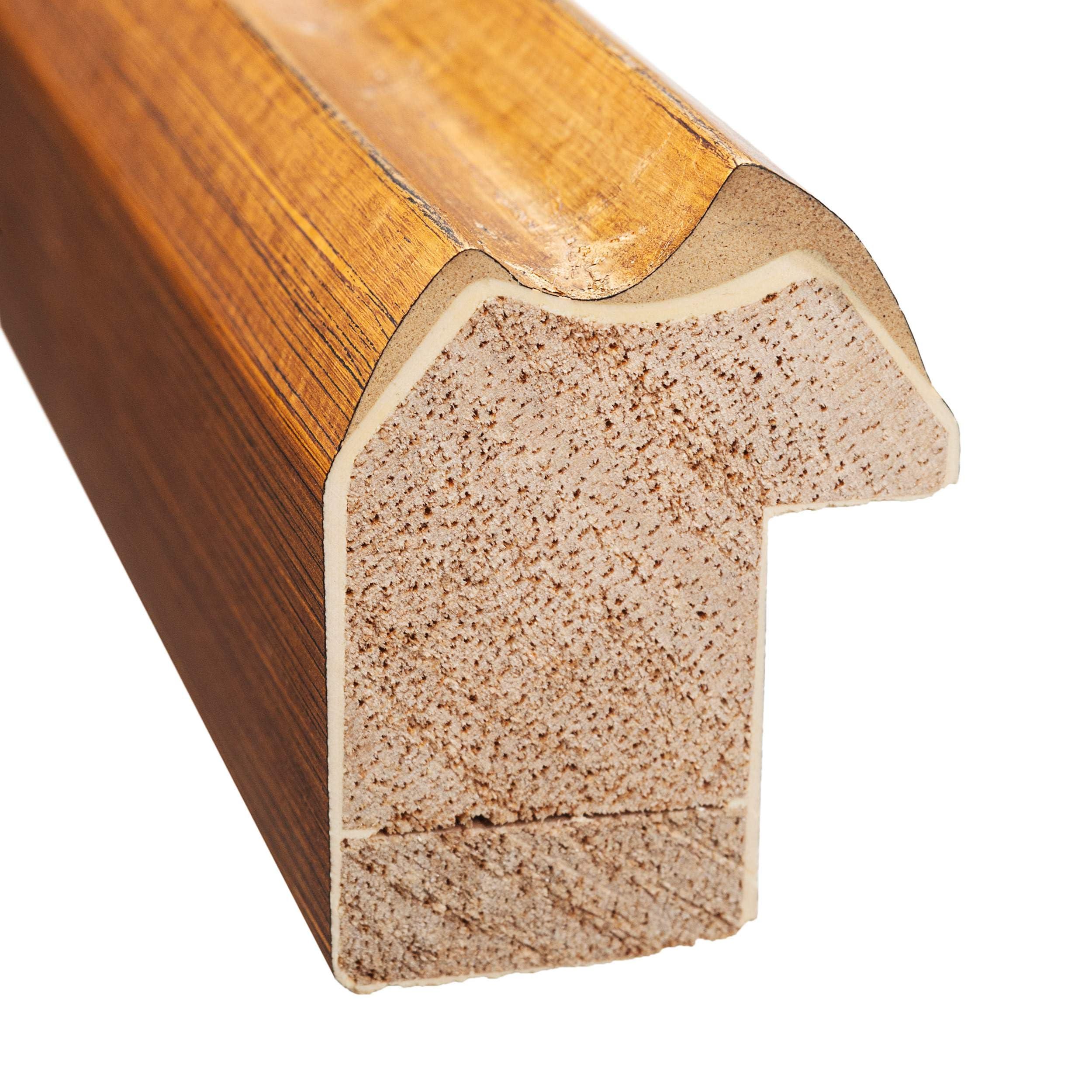 CustomPictureFrames.com 27x35 Frame Gold Bamboo Solid Wood Picture Frame | 1 Inch Moulding Width | Interior Frame Depth 0.75 Inches | Complete with UV Acrylic Plexiglass, Foam Board Backing & Hanging Hardware