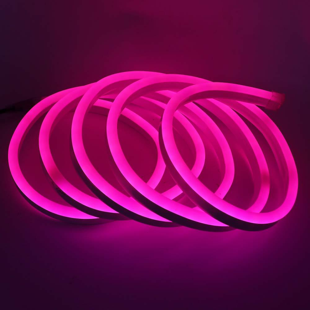 XUNATA XUNATA 66ft LED Rope Neon Light, 110V Waterproof Flexible US Plug 2400 Units SMD 2835 LED Strip Lights for Home Indoor Outdoor Decoration (Pink)