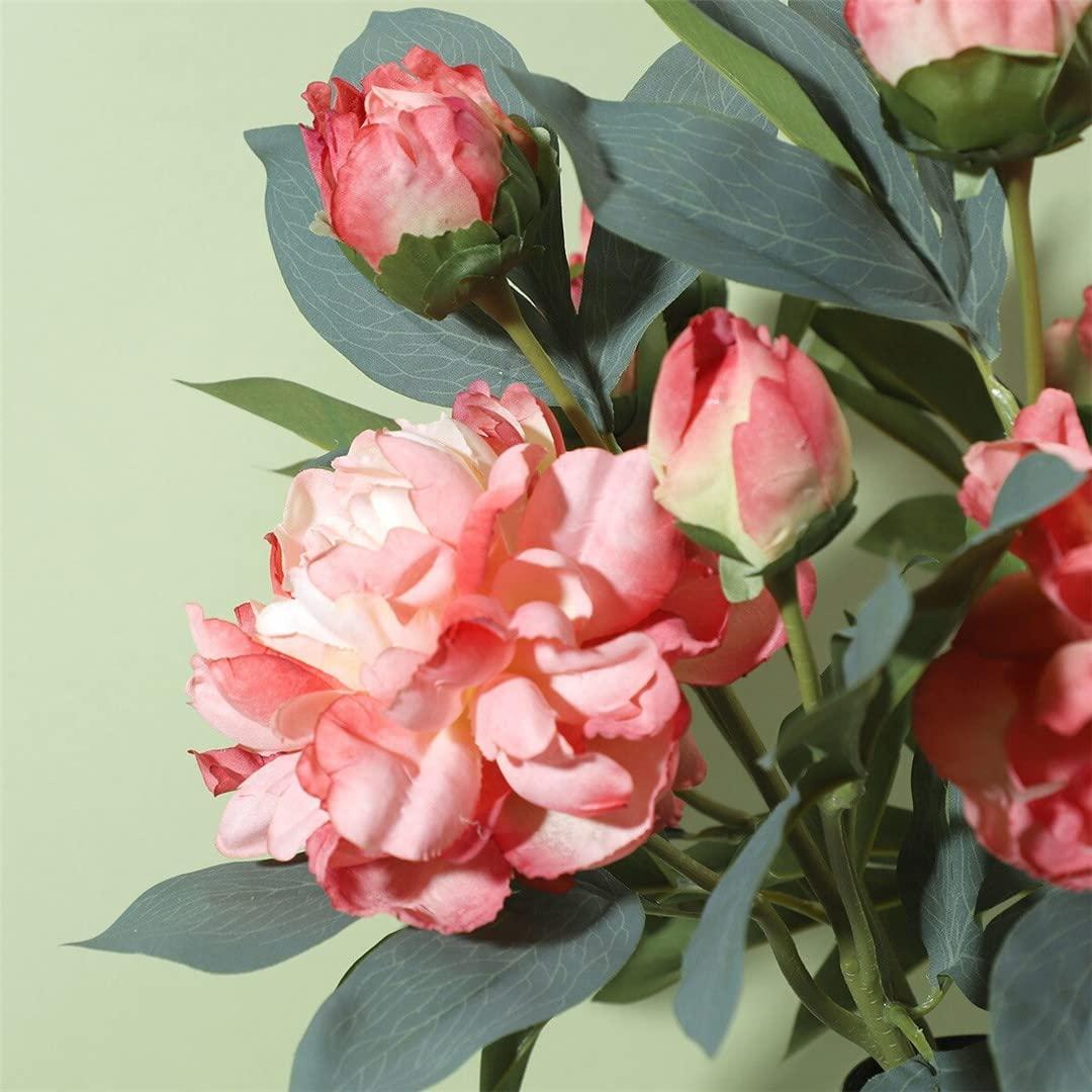 LEVINE artificial flowers garland,decorations for wreaths,decorative artificial flow Peony Branch Fake Flowers Home Party Wedding Decorationcial flower Room Decor (Color : Bianco) ( Color : Coral Pink )