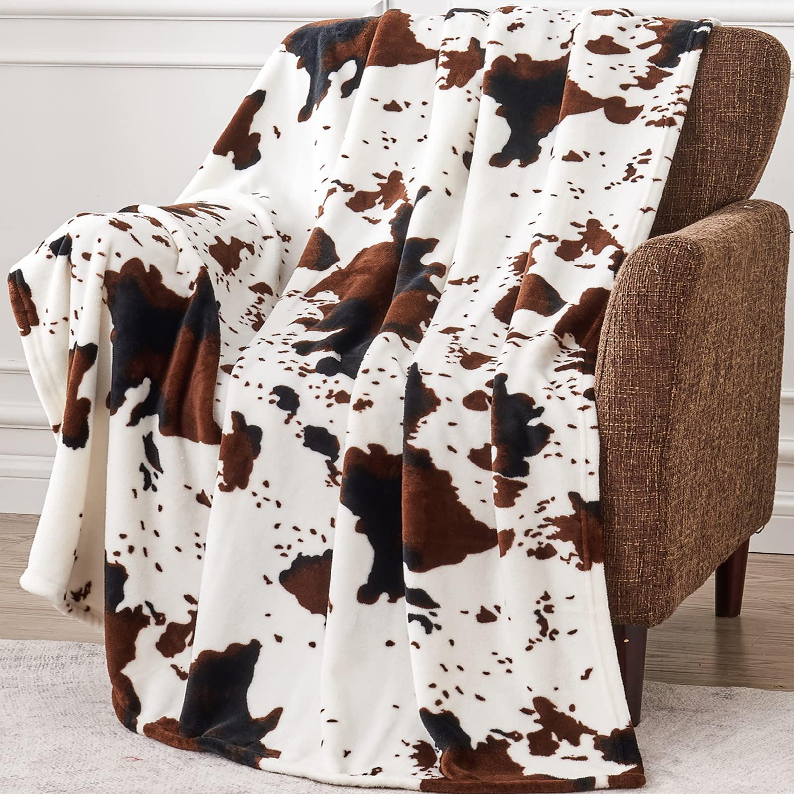 Edenleaf Soft Cow Print Blanket, Ultra Cozy Cow Throw Blanket for Couch Bed and Travel, Cow Decor Throw Blankets for All Seasons 50\"x60\"
