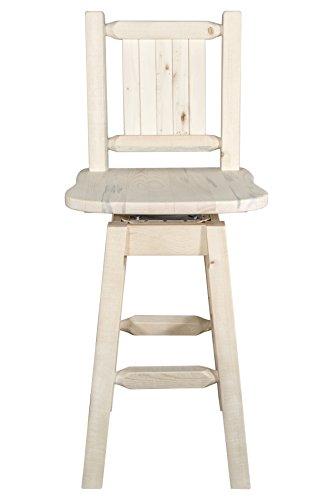 Montana Woodworks Montana Woodworks Homestead Collection Counter Height Barstool with Back & Swivel, Laser Engraved Elk Design, Ready to Finish